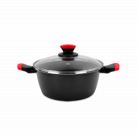 Кастрюля низкая с крышкой, 20 см, сталь, стеклоэмаль, черный, серия Kilauea, VITRINOR, Испания