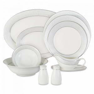 Столовый обеденный сервиз из фарфора «Мелисента» 27 предметов, на 6 персон, костяной фарфор, EMILY, Китай, Столовые сервизы из фарфора