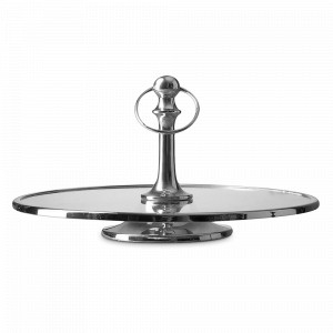 Блюдо круглое для десертов Chrom/Clear, 35 см, стекло, металл, ROOMERS TABLEWARE, Нидерланды, Блюда для торта, десерта