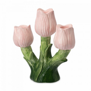 Подсвечник для 3-х свечей Floret, 20 см, фарфор, розовый, серия Blossom, TKANO, Китай, Весенняя сервировка