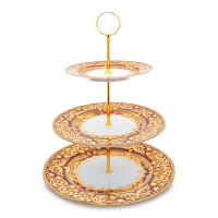 Этажерка Bordeaux Gold, 35 см, фарфор, металл, бордовый, золотой, серия Constanza Natalia, FALKENPORZELLAN, Германия