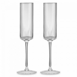 Набор из 2-х бокалов для шампанского Полосы, 200 мл, стекло, серия Modern Classic, Pozzi Milano 1876, Италия, Бокалы для шампанского