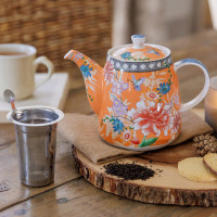 Чайник заварочный, 1 л, фарфор, оранжевый, декор, серия London Pottery, KITCHEN CRAFT, Великобритания_00818450050966367839.jpg