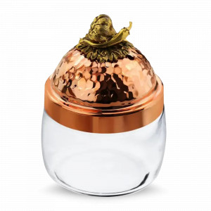 Банка для сыпучих продуктов «Чеснок», медь кованая, стекло,  500 мл, серия Медная посуда, Кольчугинский Мельхиор, Россия, Банки для хранения чая