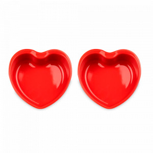 Набор из 2 форм для запекания, 13.4 х 13.2 см, 350 мл, керамика, красный, серия Heart, PEUGEOT CERAMIC, Франция, Скидка до -35% на PEUGEOT CERAMIC