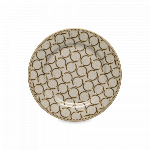 Тарелка закусочная, 19.5 см, фарфор, бежевый, декор с золотистым кантом, серия Deco, Pozzi Milano 1876, Италия, Тарелки десертные