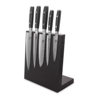 Набор из 5-ти кухонных ножей на подставке из дуба, серия RAN, YAXELL, Япония, 