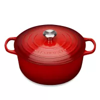 Эмалированная чугунная кастрюля с толстым дном, 5,3 л, 26 см, красный, LE CREUSET, Франция, 