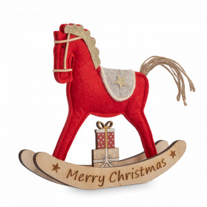 Декор новогодний Лошадка-качалка, 19 см, фетр/МДФ, красный, серия New Year, ANNA LAFARG, Китай, Скидка до -20% на бренд ANNA LAFARG