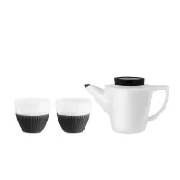 Набор чайный 3 предмета, на 2 персоны, фарфор, силикон, нержавеющая сталь, белый, черный, серия Infusion, VIVA Scandinavia, Дания, 