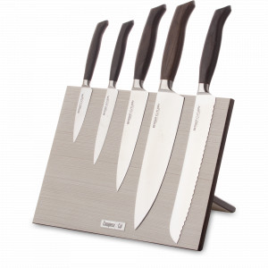 Набор кухонных ножей, 5 штук, на магнитной подставке ComposeEat, серия Ergo Line Smoked Oak, BERGER CUTLERY, Германия, Набор кухонных ножей премиум