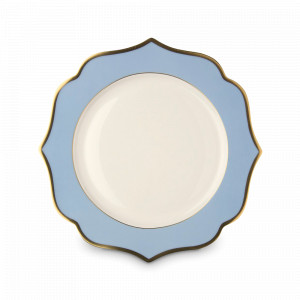 Тарелка обеденная Celeste, 28 см, костяной фарфор, позолота, голубой, серия Ionica, LE COQ, Италия, Итальянский фарфор