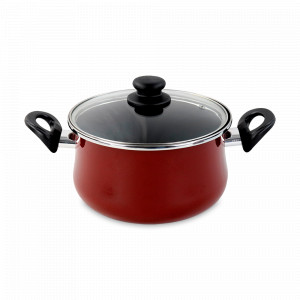 Кастрюля с крышкой, 22 см, 4.5 л, сталь, стеклоэмаль, красный, серия Authentique Burgundy, VITRINOR, Испания, Кастрюли с антипригарным покрытием