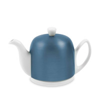 Чайник заварочный с колпаком, 700 мл, фарфор, алюминий, белый, синий, серия Salam, GUY DEGRENNE, Франция