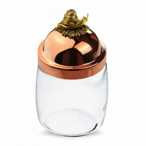 Банка для сыпучих продуктов «Чеснок», медь, стекло,  920 мл, серия Медная посуда, Кольчугинский Мельхиор, Россия, Кольчугинский мельхиор