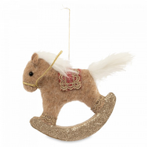 Украшение елочное - подвес Лошадка-качалка, 17 см, пенопласт, полиэстер, бежевый, серия New Year, ANNA LAFARG, Китай, Новогодний Декор ANNA LAFARG