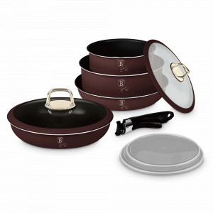 Набор посуды с антипригарным покрытием, 9 предметов, литой алюминий, бордовый, серия Leonardo, BERLINGER HAUS, Венгрия, BERLINGER HAUS (Венгрия)