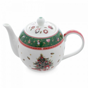 Чайник заварочный Green, 800 мл, фарфор, белый, декор, серия New Year, REPAST, Чехия, New Year REPAST