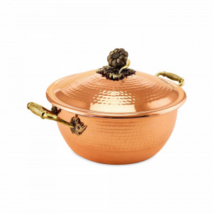 Кастрюля с крышкой «Чеснок», 25 см, 3.5 л, медь кованая, серия Медная посуда, Кольчугинский Мельхиор, Россия, Кольчугинский мельхиор