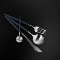 Набор столовых приборов на 6 персон, 24 предметов, синяя ручка, серия GOA matte blue, CUTIPOL, Португалия_00802520055848803195.jpg