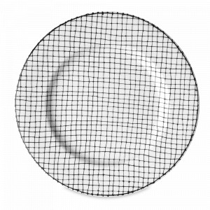 Тарелка обеденная, 27 см, костяной фарфор, белый, черный, серия Ferri, TAITU, Италия, Итальянский фарфор