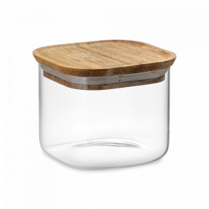 Банка для хранения, 600 мл, боросиликатное стекло, акация, прозрачный, серия Glass Acacia, SMART SOLUTIONS, Китай, Емкости для хранения сыпучих продуктов