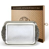 Поднос прямоугольный «Ромашки», медь, 40 х 30 см, серебристый, серия Летний сад, Кольчугинский Мельхиор, Россия_00809630043318253762.jpg