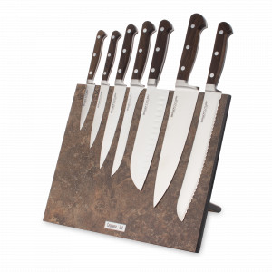 Набор кухонных ножей, 7 штук, на магнитной подставке ComposeEat, серия Classic Smoked Oak, BERGER CUTLERY, Германия, Набор ножей упаковка