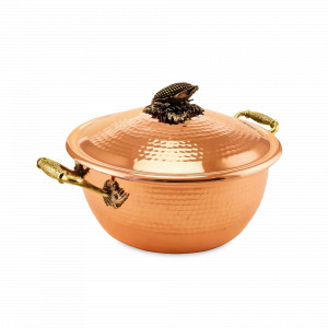 Кастрюля с крышкой «Кукуруза», 25 см, 3.5 л, медь кованая, серия Медная посуда, Кольчугинский Мельхиор, Россия, Кольчугинский мельхиор