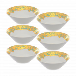 Набор из 6-ти салатников Seladon Gold, 19 см, фарфор, оливковый, золотой, серия Constanza Natalia, FALKENPORZELLAN, Германия, Скидка до -30% на фарфор FALKENPORZELLAN
