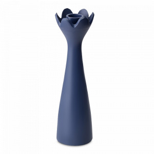 Подсвечник на одну свечу, 23 см, алюминий, темно-синий, серия Laminaria, BERGENSON BJORN, Великобритания, Подсвечники и канделябры