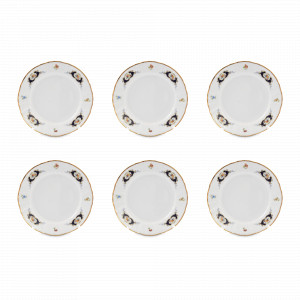 Набор из 6-ти десертных тарелок, 17 см, фарфор, белый, декор, серия Синий глаз, BERNADOTTE, Чехия, Тарелки