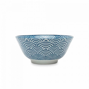 Салатник порционный Wave, 15.2 см, 500 мл, фарфор, белый, синий, серия Nippon Blue, TOKYO DESIGN, Нидерланды, Nippon Blue TOKYO DESIGN