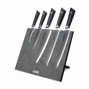 Набор кухонных ножей, 5 штук, на магнитной подставке, серия Triangle Damascus, HEIMCUT, Россия, Скидки до -25% на ножи HEIMCUT