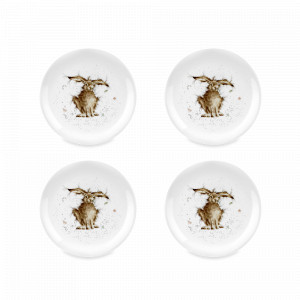 Набор из 4-х закусочных тарелок «Заяц Забавная фауна», диаметр: 20 см, материал: костяной фарфор, цвет: белый, декор, серия Wrendale Designs, ROYAL WORCESTER, Великобритания, ROYAL WORCESTER (Великобритания)