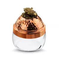 Банка для сыпучих продуктов «Кукуруза», медь кованая, стекло,  420 мл, серия Медная посуда, Кольчугинский Мельхиор, Россия, 