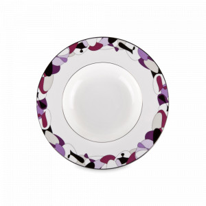 Тарелка для пасты, 23 см, фарфор, белый, декор, серия Purple fizz, MIKASA, США, Тарелки для пасты