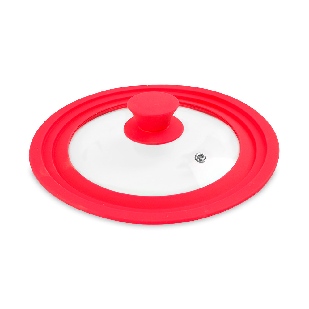 Крышка универсальная, 24/26/28 см, стекло, силикон, красный, VITRINOR, Испания