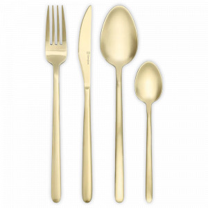 Набор столовых приборов на 4 персоны, 16 предметов, нержавеющая сталь 18/0, золотистый матовый, серия Pure, LIBERTY JONES, Россия, Столовые приборы LIBERTY JONES