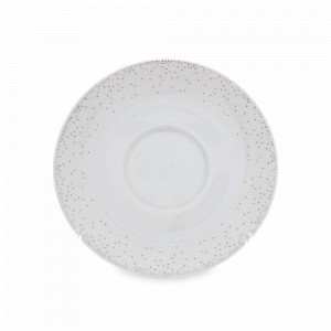Блюдце чайное, 14 см, фарфор, белый, декор, серия Жемчуг, REPAST, Чехия, Чайные пары REPAST