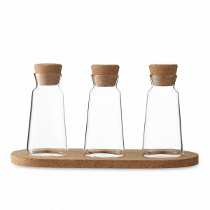 Набор из 3 банок для хранения на подставке, 100 мл, 23 х 12 х 9 см, боросиликатное стекло, пробка, серия Cortica, VIVA Scandinavia, Дания, Банки для хранения чая