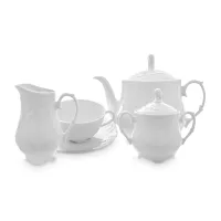 Сервиз чайный на 6 персон, 15 предметов, фарфор, белый, серия Rococo, REPAST, Чехия, 