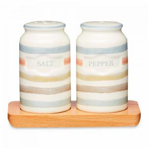 Солонка и перечница, 12 х 9 см, керамика, дерево, декор, серия Classic, KITCHEN CRAFT, Великобритания, Керамические солонки