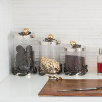 Банка для сыпучих продуктов «Гранат», 13 х 16 см, стекло, латунь, нержавеющая сталь, серия Pomegranate, MICHAEL ARAM, США_00804890040628943101.jpg