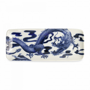 Блюдо прямоугольное Dragon, 28.5 х 14 см, фарфор, белый, синий, серия Japonism, TOKYO DESIGN, Нидерланды, Блюда сервировочные, менажницы