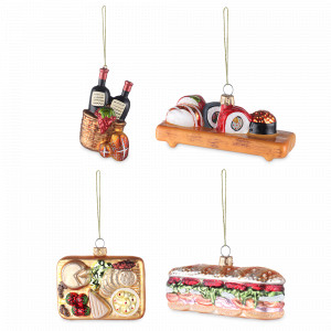 Набор из 4-х ёлочных украшений Christmas feast, стекло, золотистый, декор, серия New Year Essential, TKANO, Китай, Декор для дома TKANO