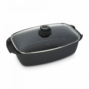 Жаровня с алмазным покрытием, с крышкой, размер: 33 х 21 см, материал: алюминий, стекло, цвет: черный, серия XD Classic+, SWISS DIAMOND, Швейцария, SWISS DIAMOND (Швейцария)