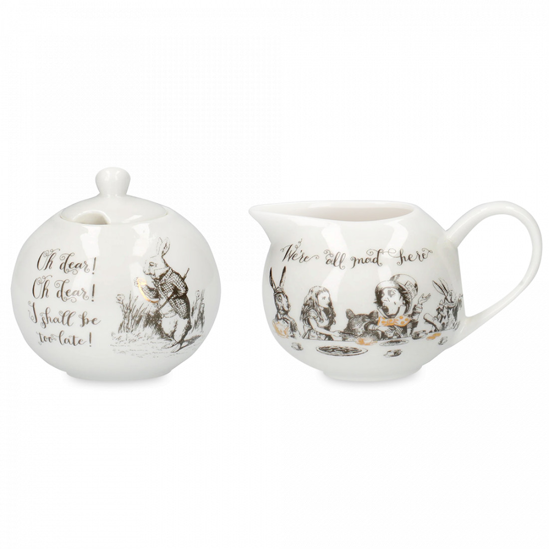 Набор из сахарницы и молочника «Алиса в Стране чудес», 200 мл, фарфор, декор, серия Victoria and Albert Garden, KITCHEN CRAFT, Великобритания