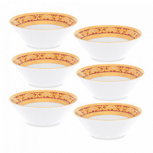 Набор из 6-ти порционных салатников Bordeaux Gold, 190 мл, 14 см, фарфор, бордовый, золотой, серия Constanza Alena, FALKENPORZELLAN, Германия, Наборы фарфоровых салатников