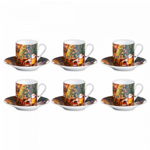 Набор из 6-х кофейных пар «Noel Сюрприз.Подарки Санты», 100 мл, фарфор, декор, LAMART, Италия, Кофейные пары